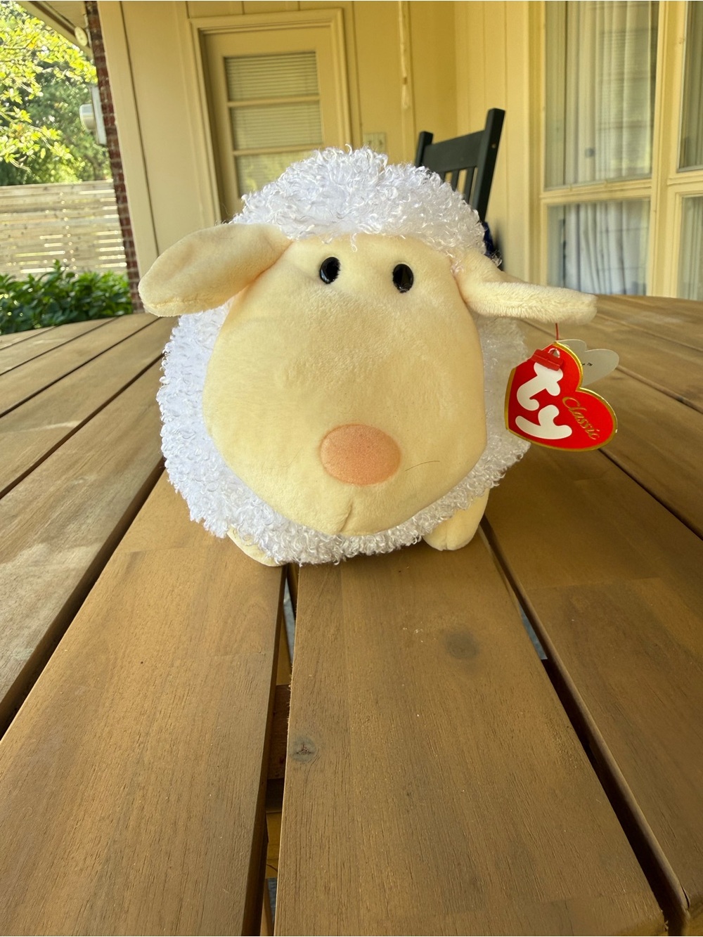 Ty Plush Sheep in Cream and White with Heart Tag